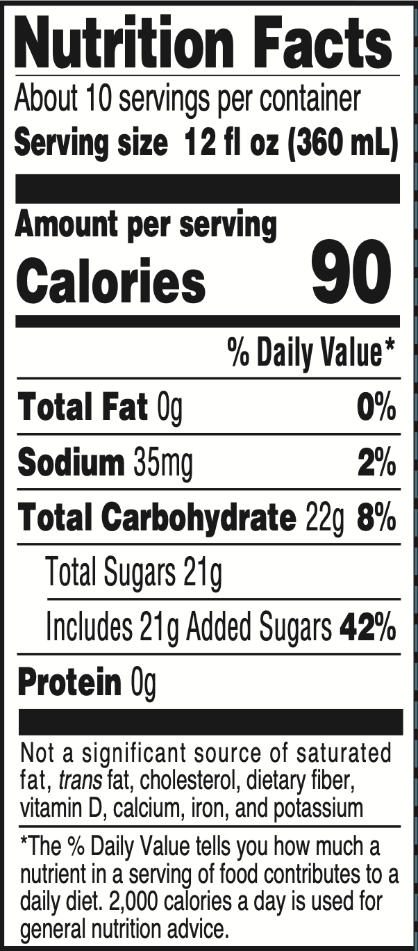 Sunburst Pink Lemonade Drink Nutrition Facts