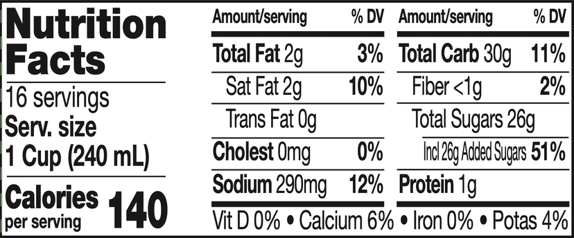 Super Chox Chocolate Milk Drink Nutrition Facts