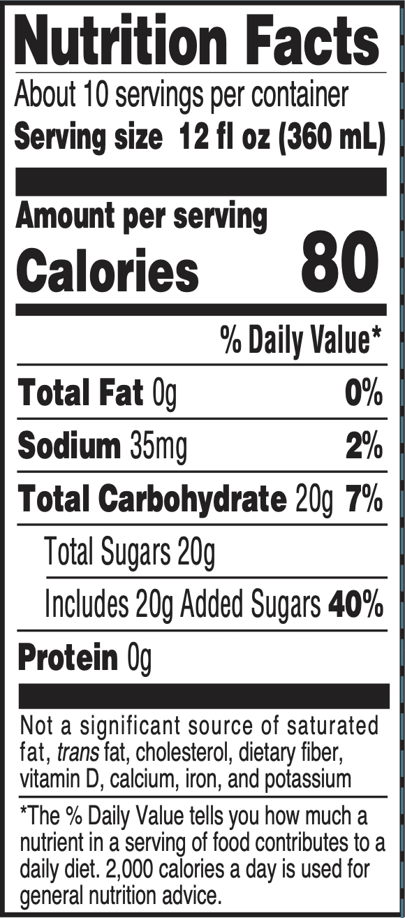 Sunburst Fruit Punch Drink Nutrition Facts