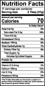 French Onion Dip Nutrition Label | Borden Dairy