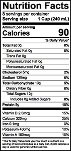 Lactose Free Fat Free Milk Nutrition Label | Borden Dairy