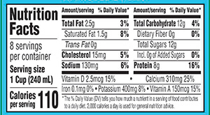 1% Lowfat Milk Nutrition Label | Borden Dairy