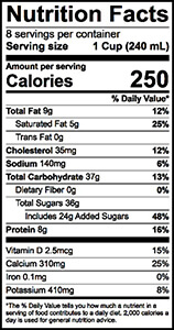 Strawberry Milk Nutrition Label | Borden Dairy